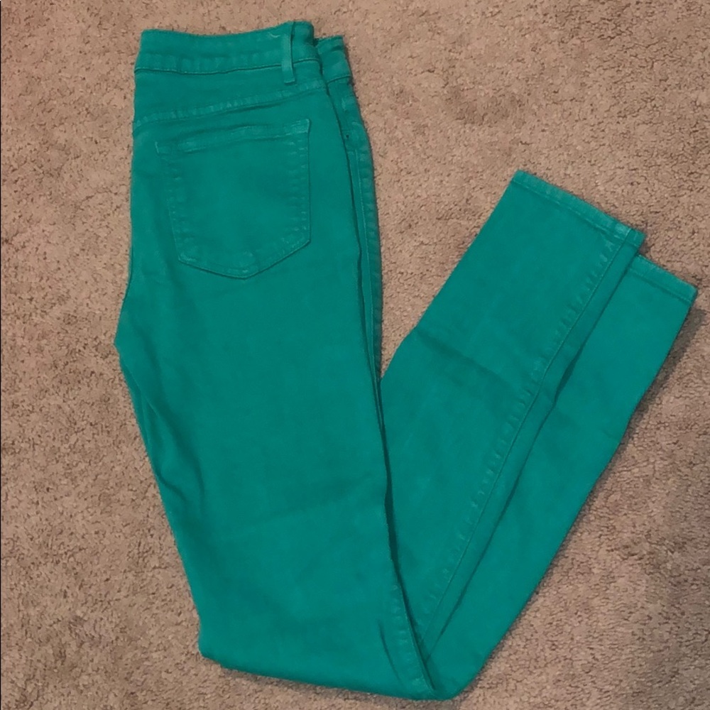 Green skinny jeans
